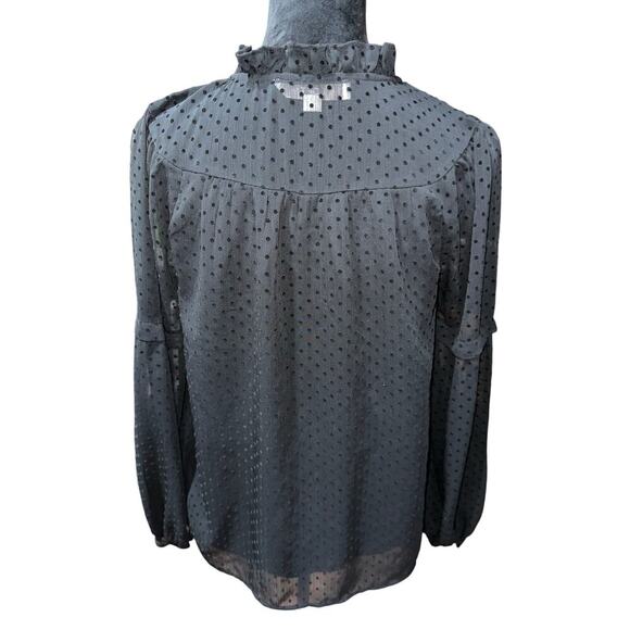 Loft Women’s Blouse Black Sheer Textured Ruffle collar lines XS
Party night out - Picture 3 of 12